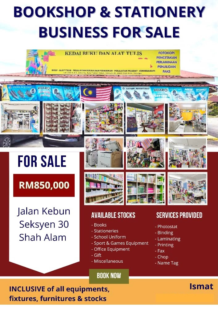  Kedai Buku & Alat Tulis Untuk Dijual – Shah Alam