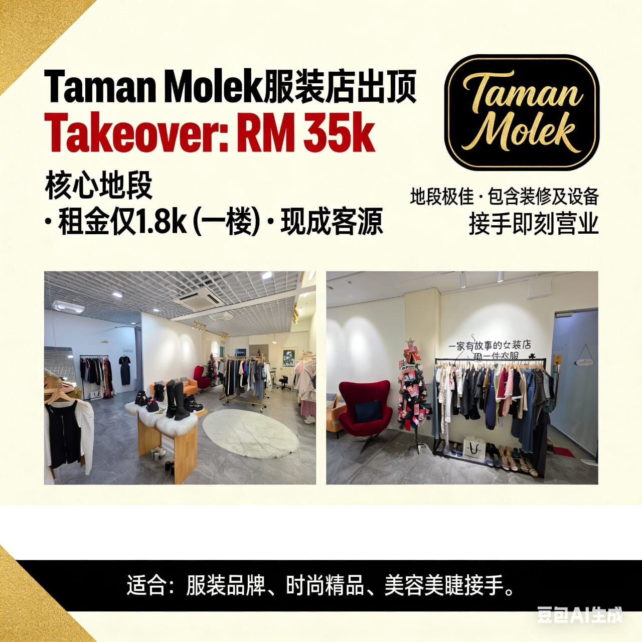 Taman Molek 核心商业区（新山）- 服装店 / Boutique