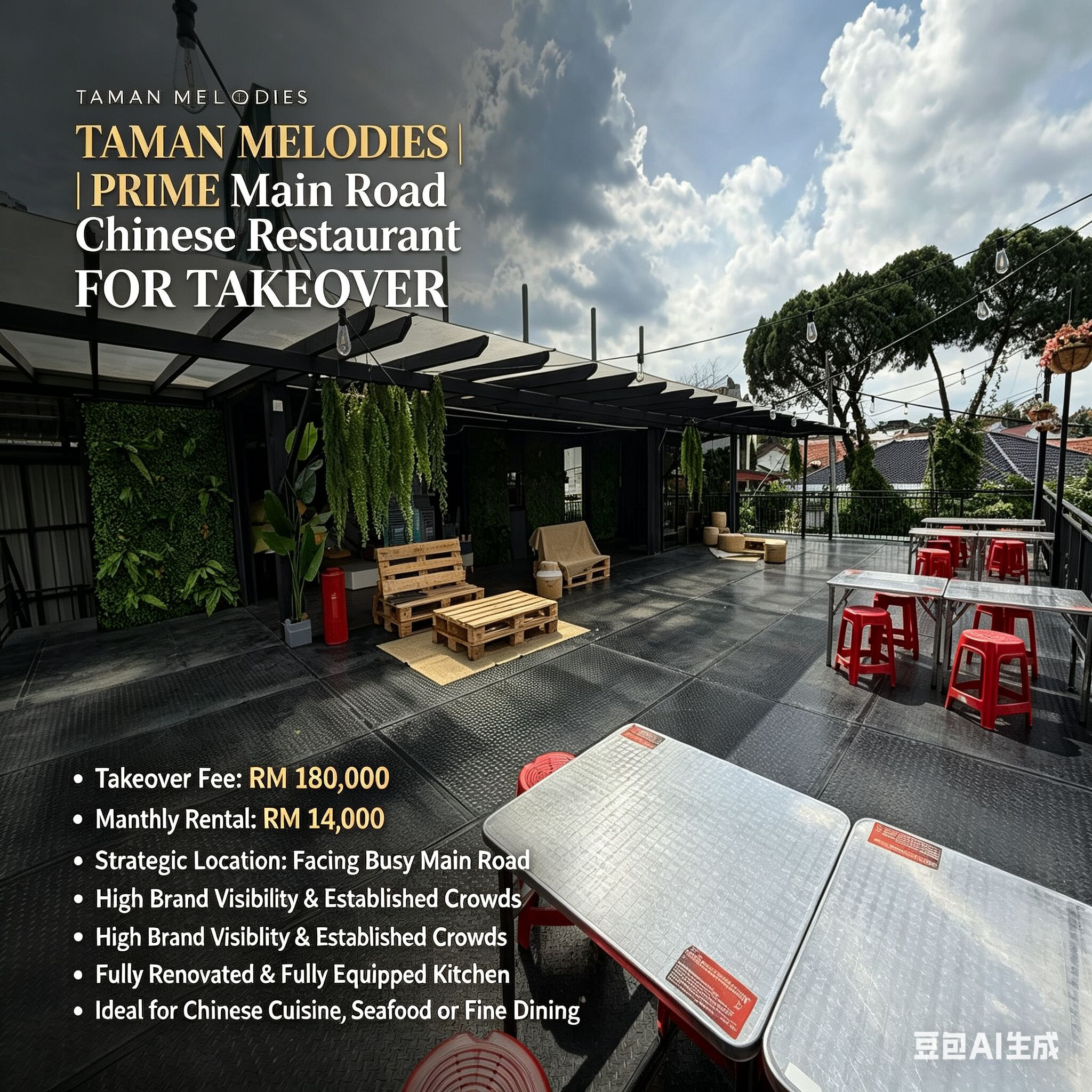 Taman Melodies | 大路边中餐馆生意出顶
