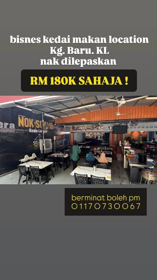 Kedai Makan untuk Dilepaskan – Kampung Baru, KL
